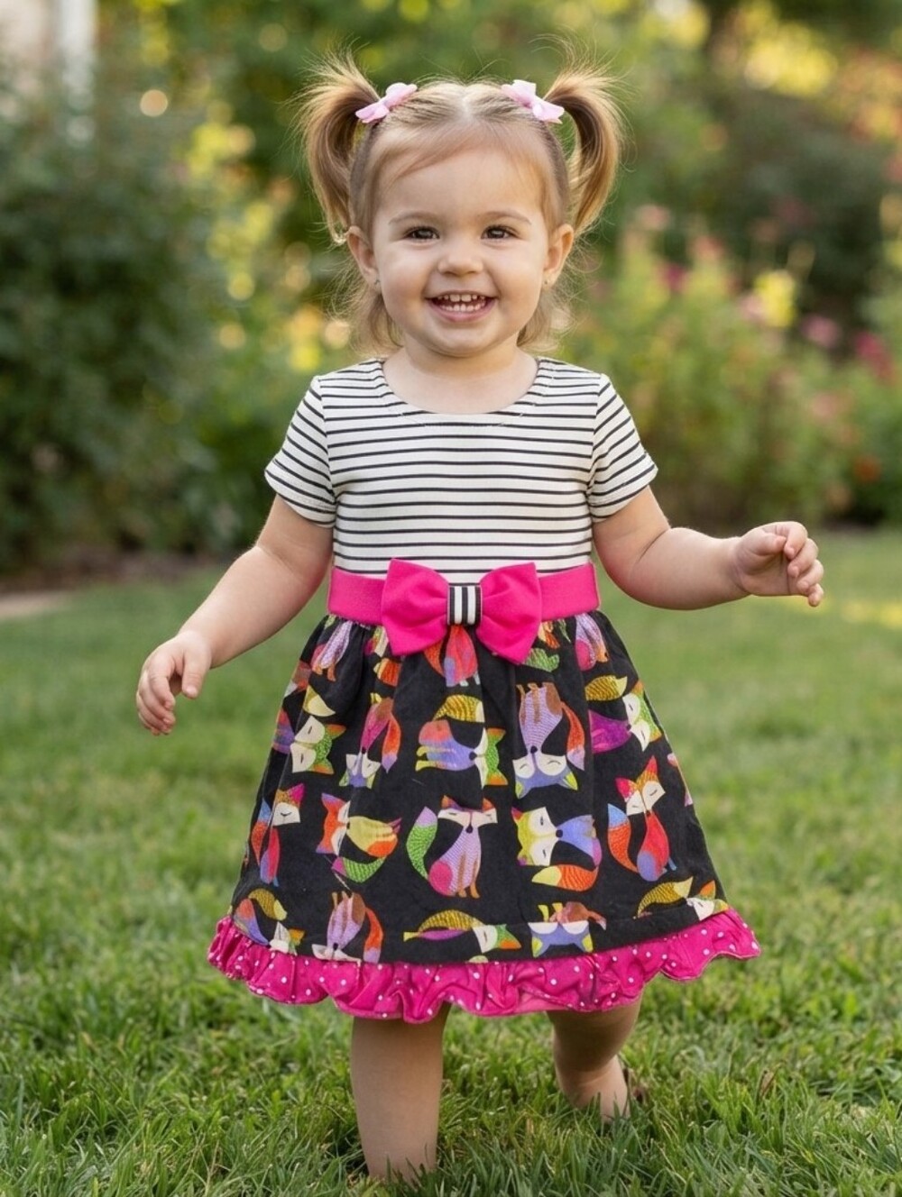 Bonnie Baby 18M Black and White Striped Dress